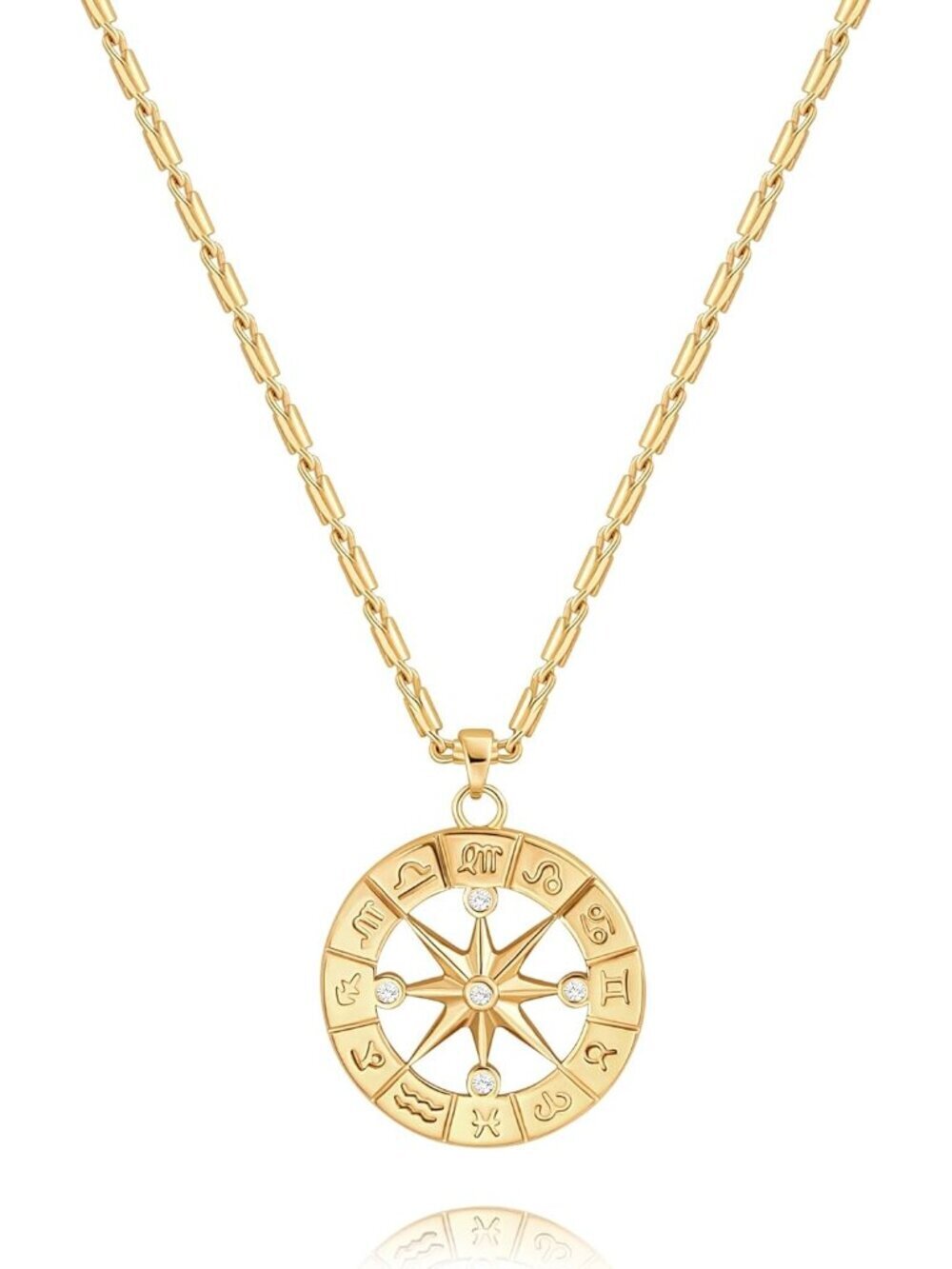 Women's Zodiac 18 K Irregular Plate Dainty Compass Chain Jewelry Necklaces